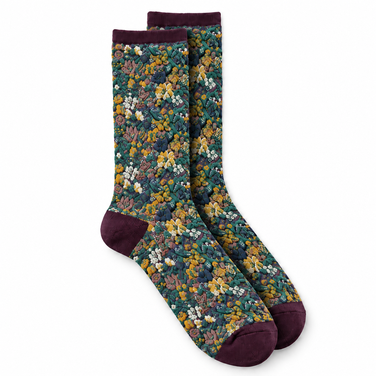Calcetines microflores hilo metalizado - Morado