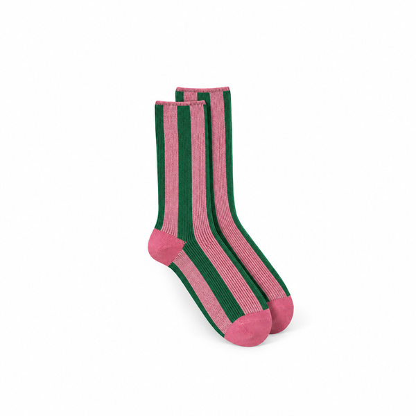 Calcetines Mujer Rayas Verticales Puntera Color - Rosa y verde