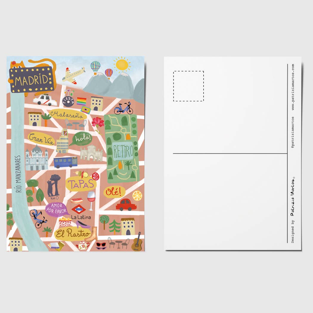 A6 Tarjeta o Postal con Sobre Mapa de Madrid