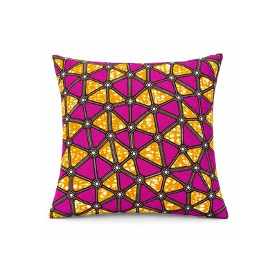 Cojín tela africana wax morado, fondo blanco