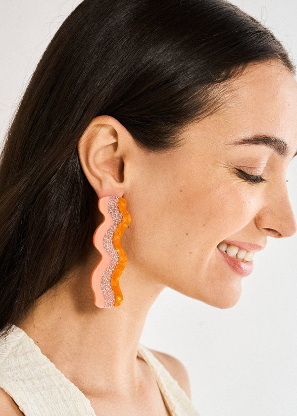 Pendientes Ondas Bacon Naranja