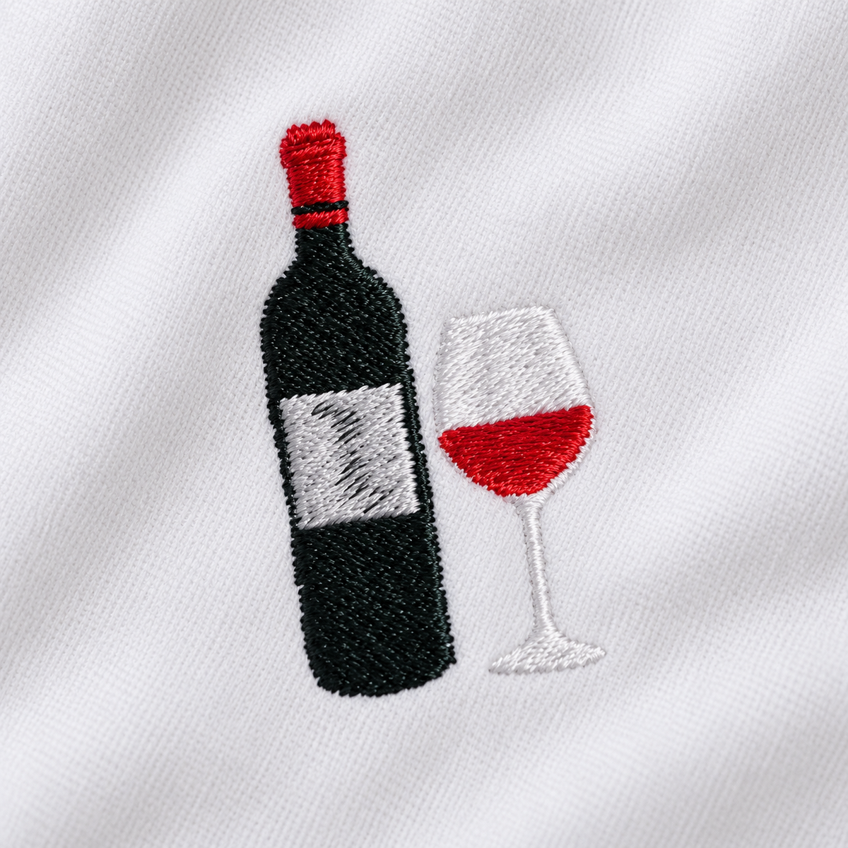 Primer plano del bordado Vino
