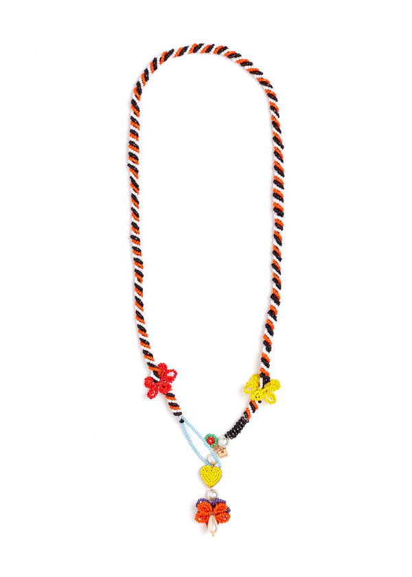 Collar Cuentas Multicolor con Flor