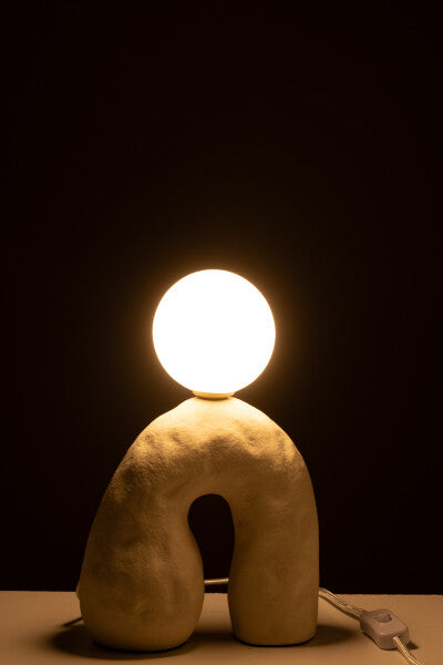 Lámpara U Invertida Globo Piedra Beige