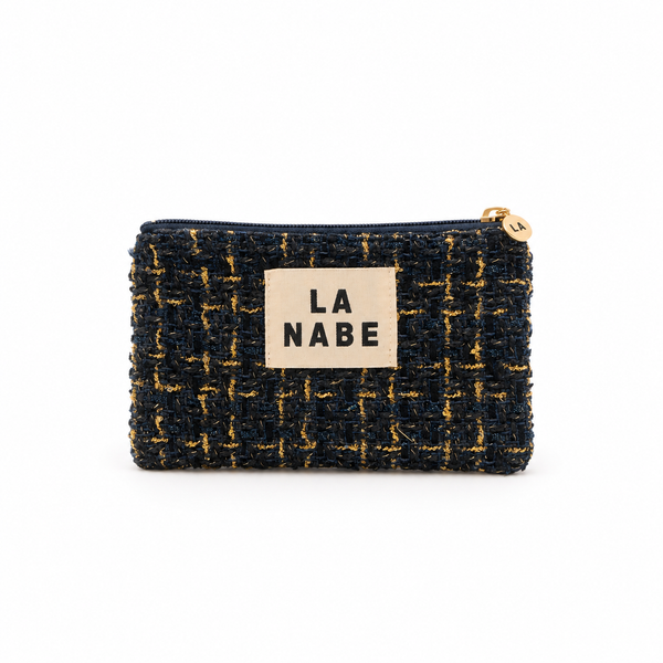Monedero Tweed azul marino con hilos dorados La Nabe