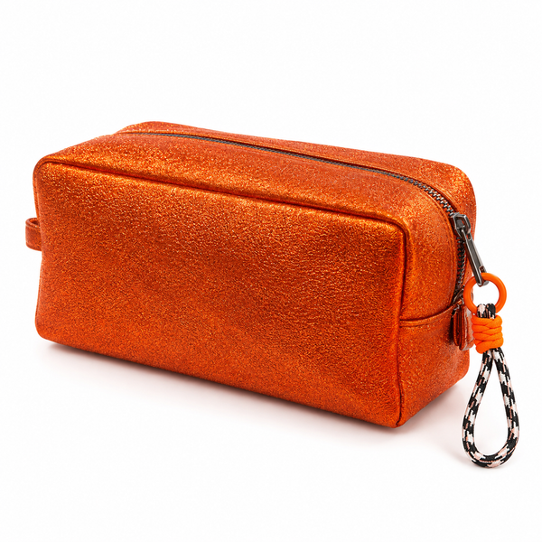 Neceser piel metalizado naranja