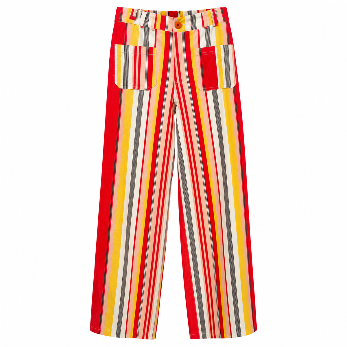 Pantalón de rayas amarillas y rojas - foto de estudio
