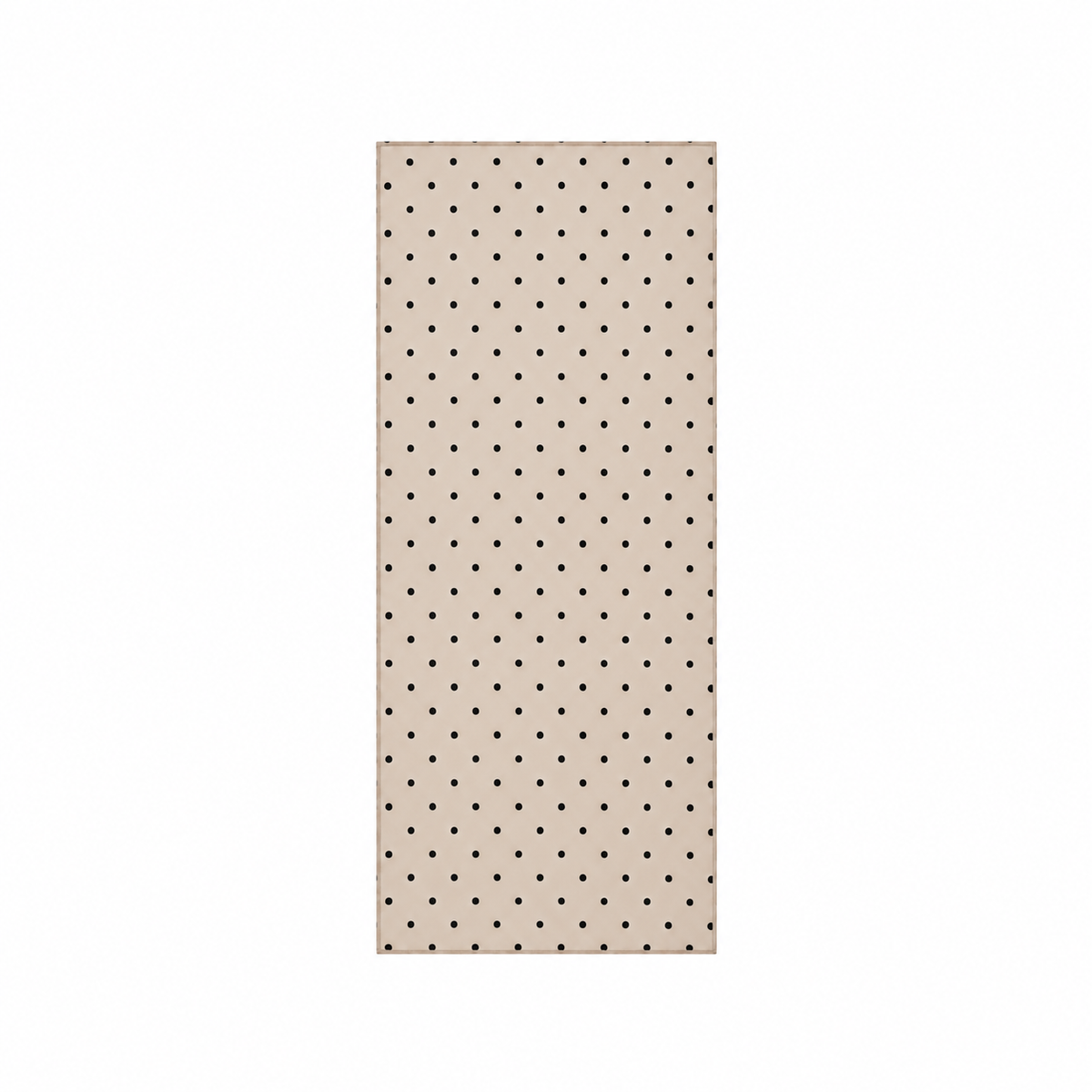Pañuelo rectangular beige con lunares negros, extendido verticalmente sobre fondo blanco