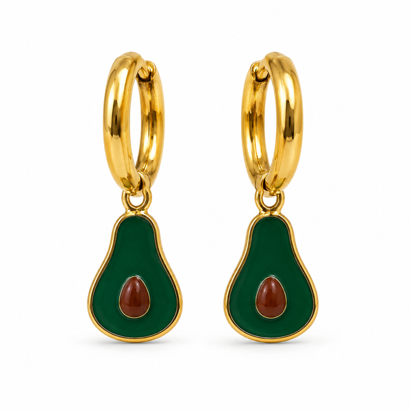Mini Pendientes Aguacate — par sobre fondo blanco