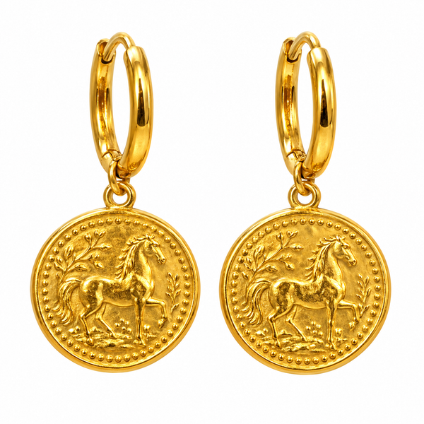 Mini Pendientes Monedas — par sobre fondo blanco