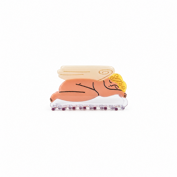 Pinza de Pelo Ángel Dormido — foto frontal de estudio sobre blanco