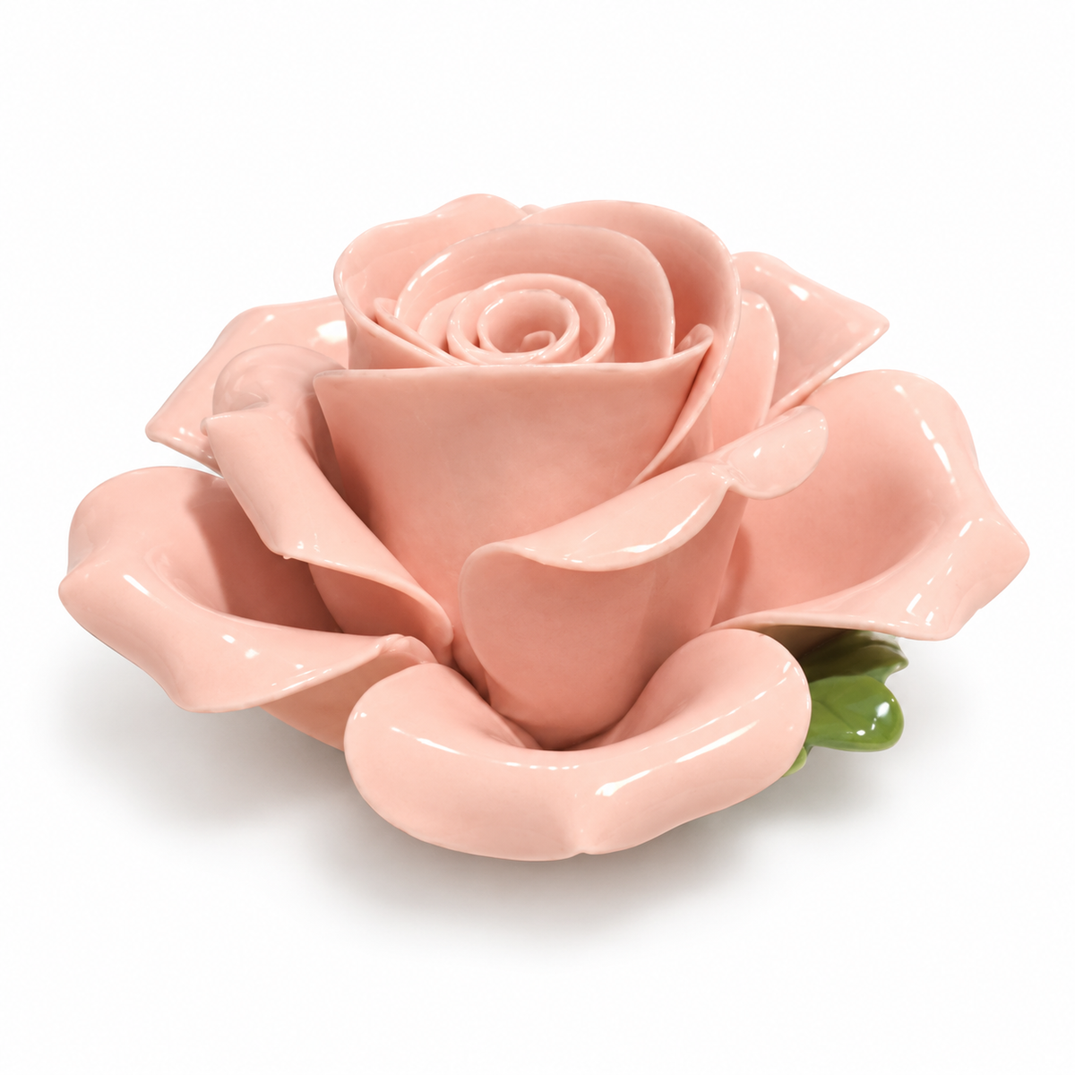 Portainciensos flor cerámica rosa color rosa, fondo blanco