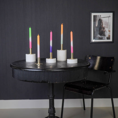 Vela de Candelabro Degradado Fucsia Blanco Verde