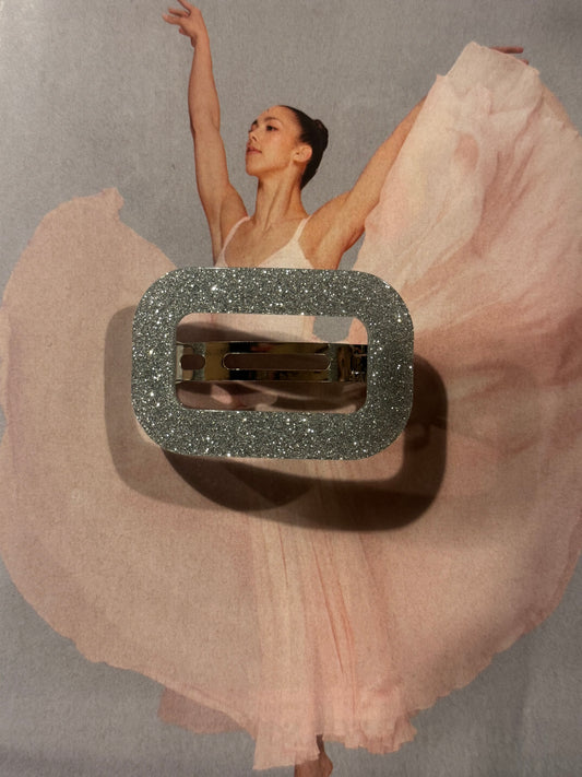 Pasador Cuadrado Purpurina Plateado