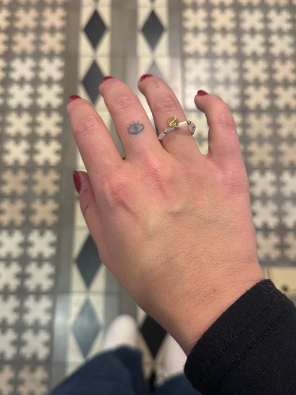 Anillo Elástico Cuentas Rosa