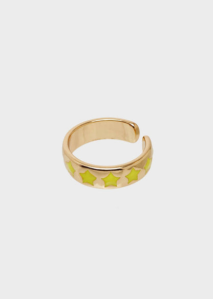 Anillo Ajustable Estrellas Esmaltado Amarillo