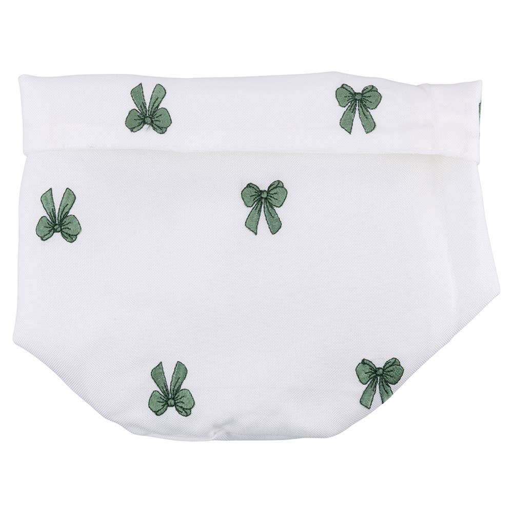 Cesta Tela Blanca con Lazos Verdes