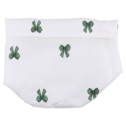 Cesta Tela Blanca con Lazos Verdes