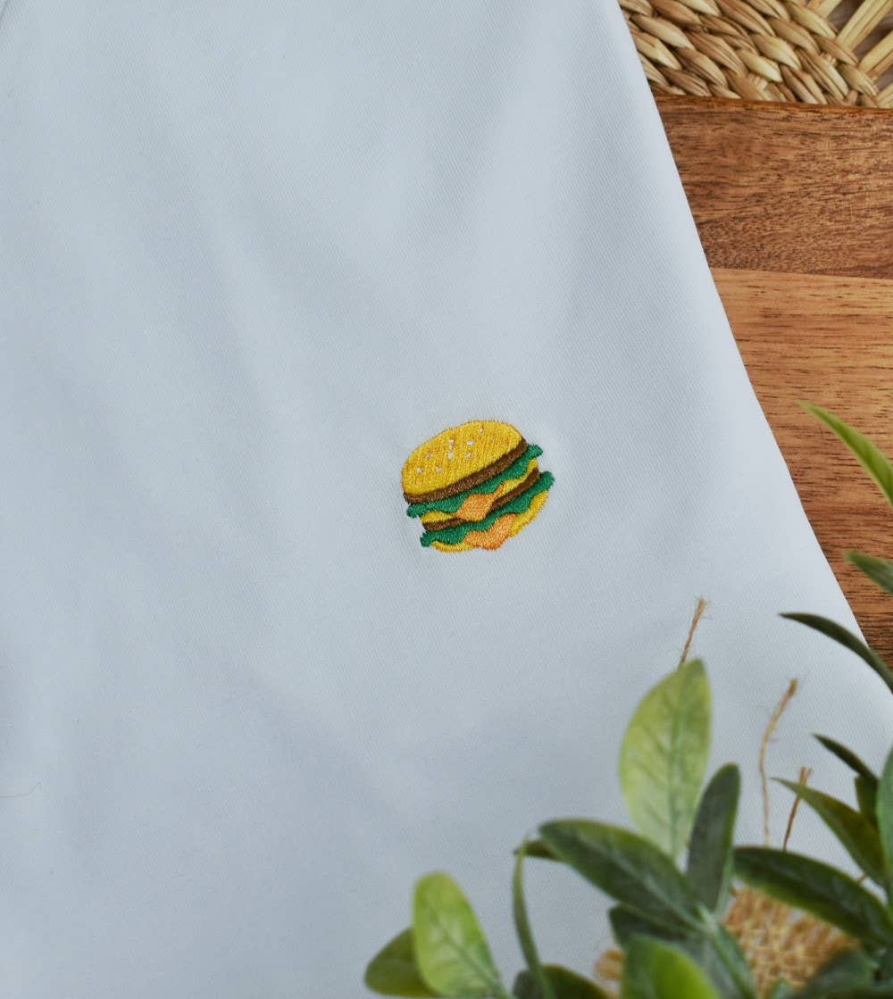 Camiseta Blanca Burger Bordada