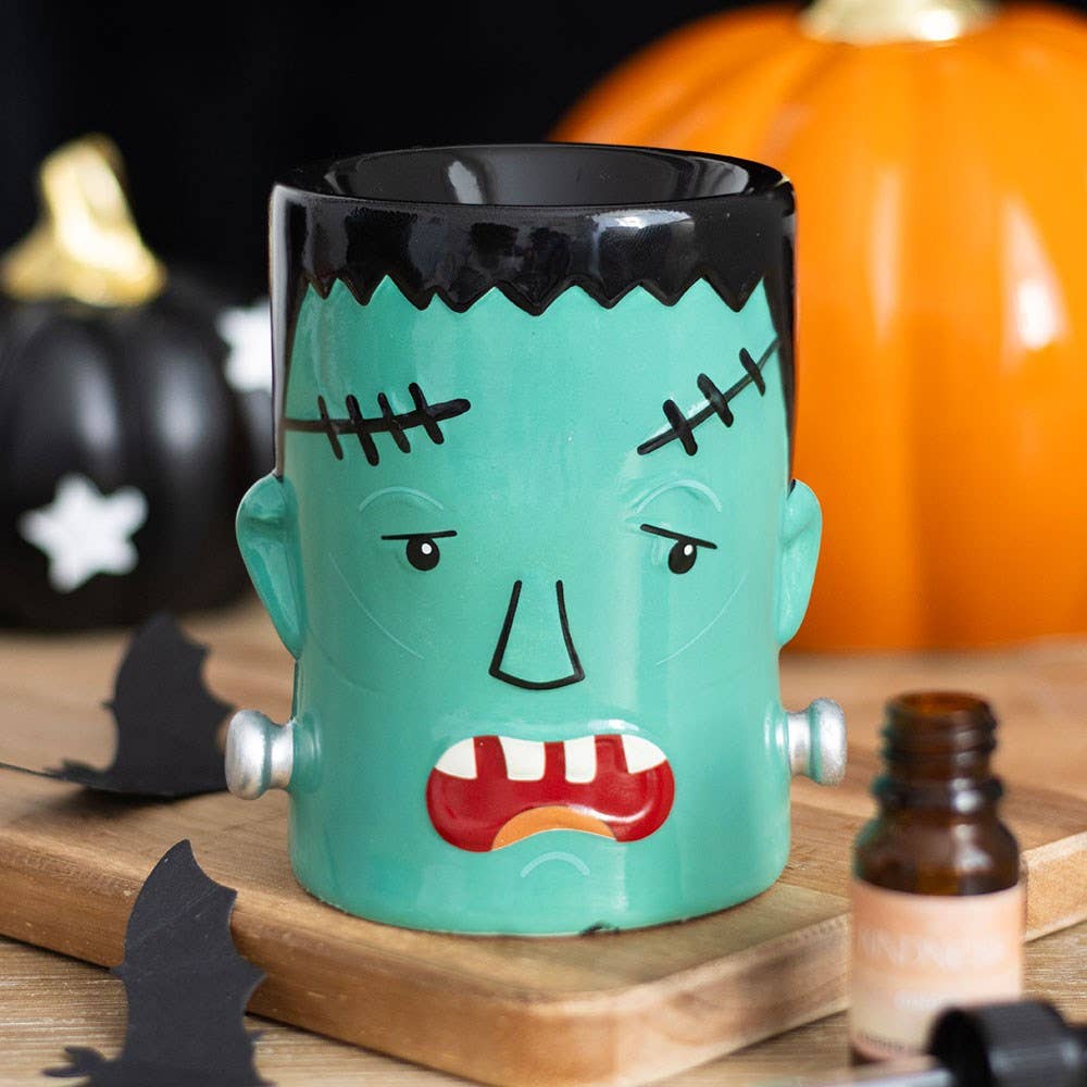 Lámpara Aromática de Cerámica, Quemador Aceites Esenciales Cera Wax Melts Frankestein Monstruo