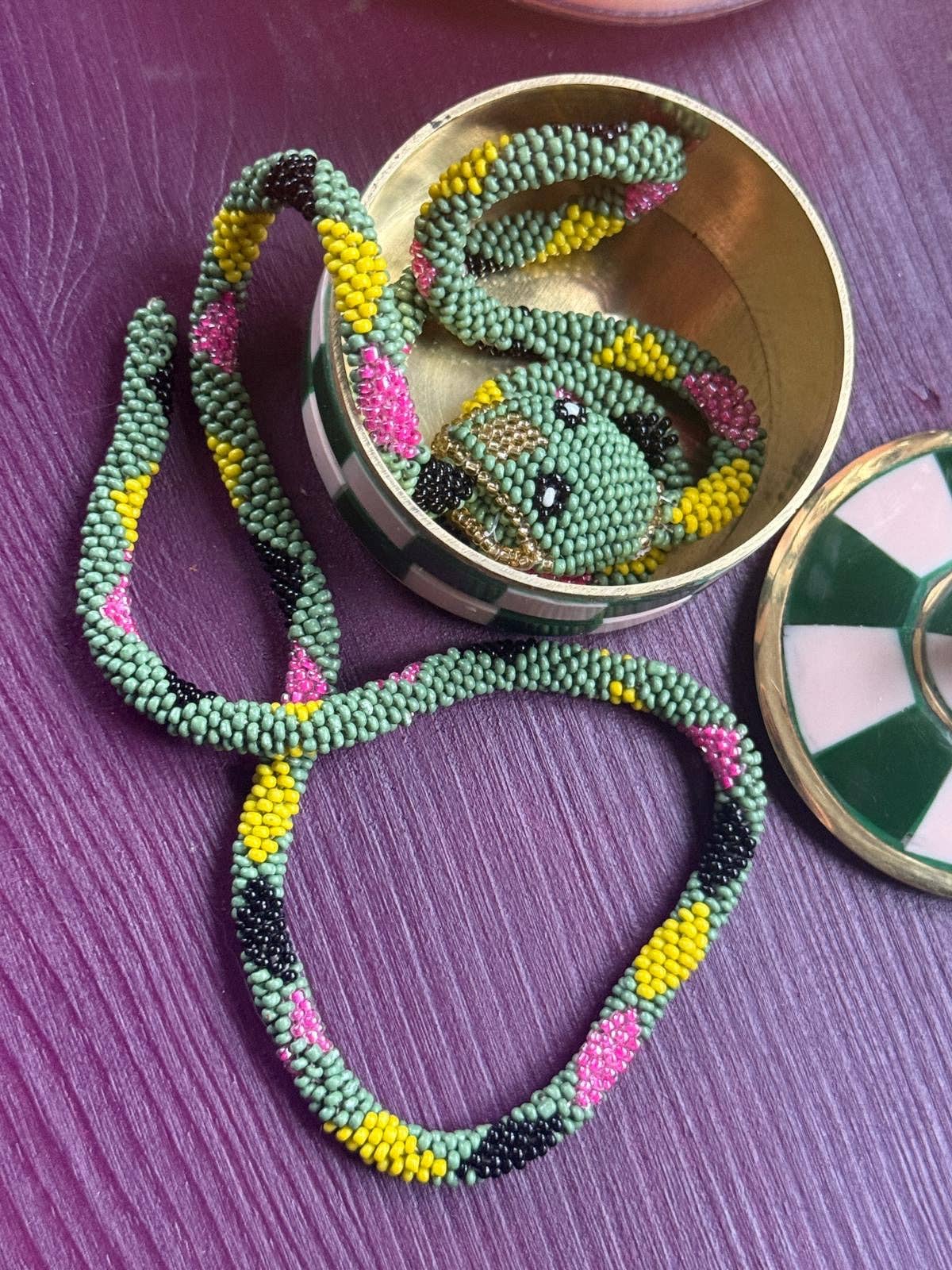Collar Serpiente Cuentas Verde