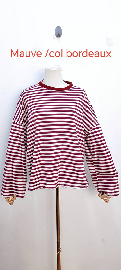 Camiseta de manga larga burdeos y violeta