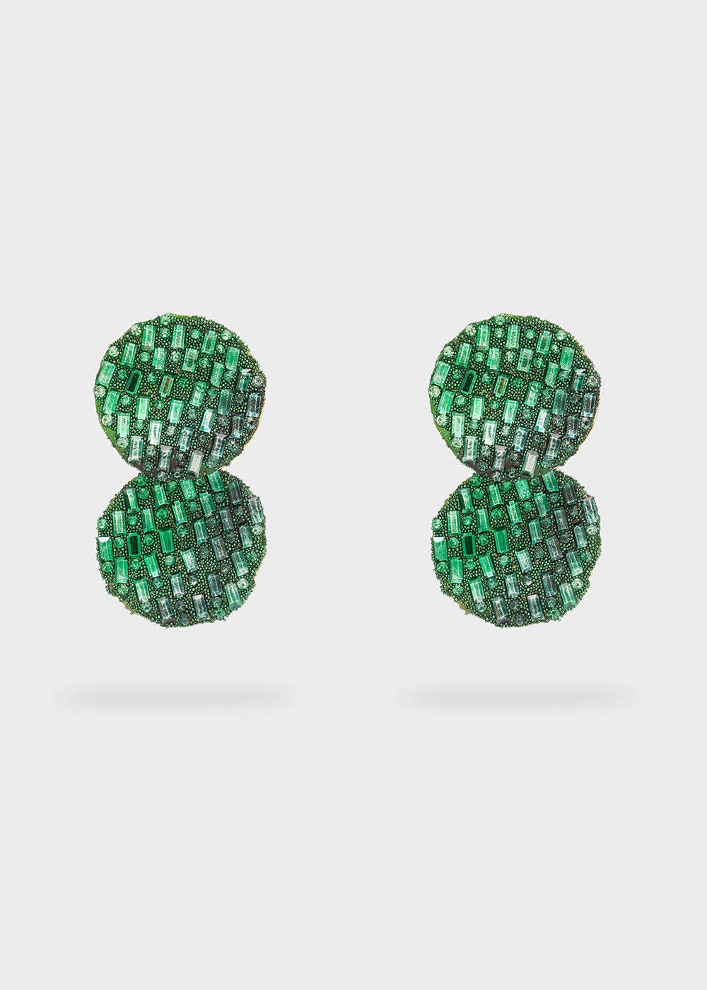 Pendientes Doble Círculo Verde Brillantes