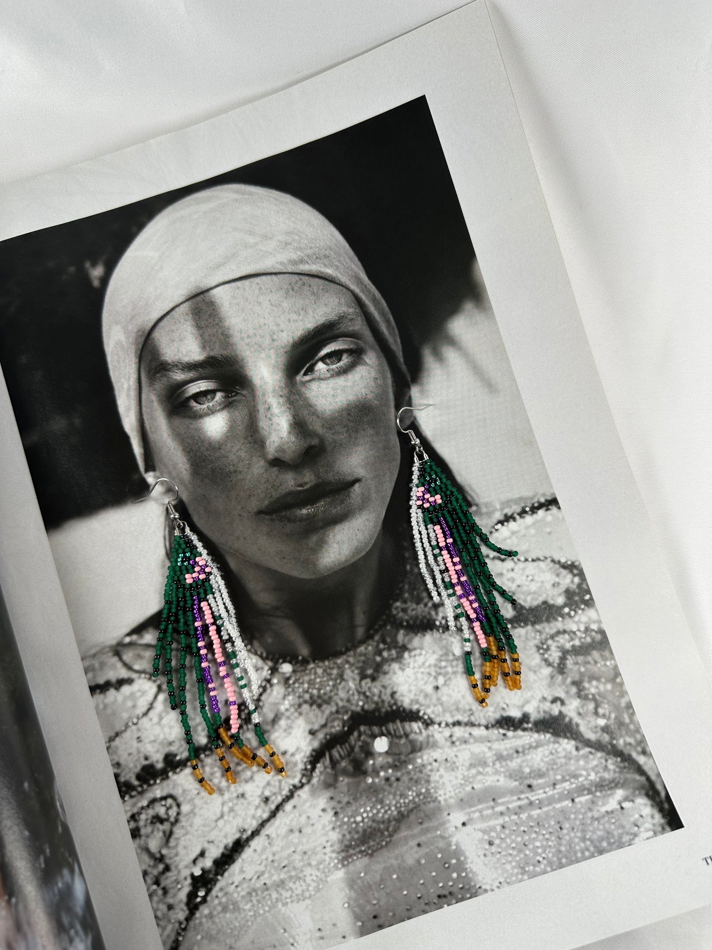 Pendientes Cuentas Pez Verde Morado Rosa Marrón