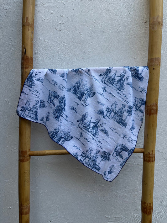 Pañuelo Toile de Jouy Blanco Azul