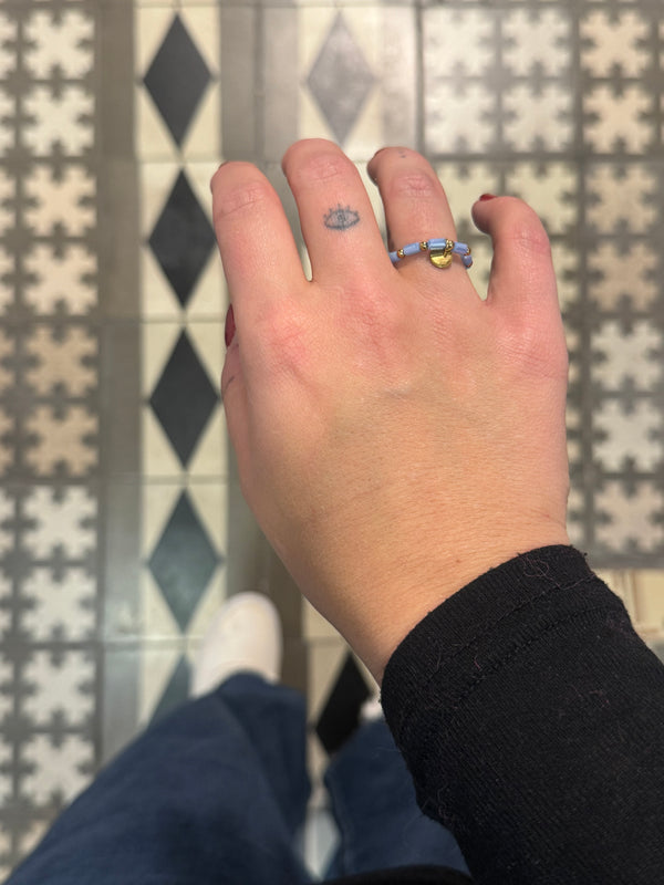 Anillo Elástico Cuentas Azul Claro