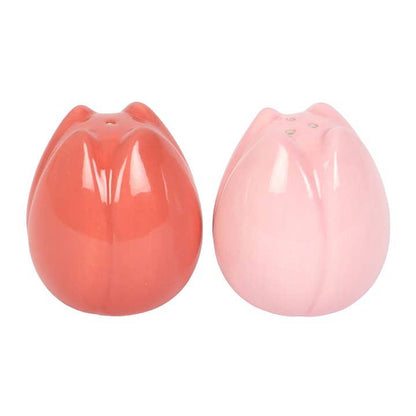 Salero y Pimentero Cerámica en Forma de Tulipán Rosa y Naranja