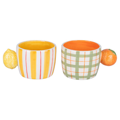 Taza Cuadros Asa Naranja