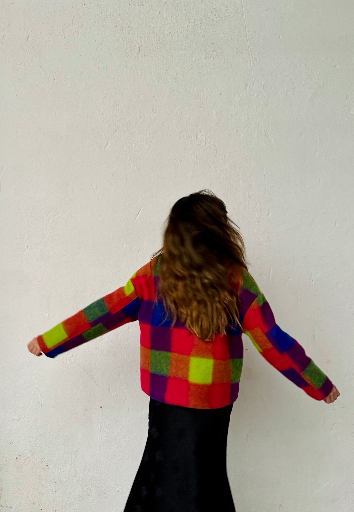 Chaqueta Chaquetón Abrigo Corto Cuadros I con Pelo