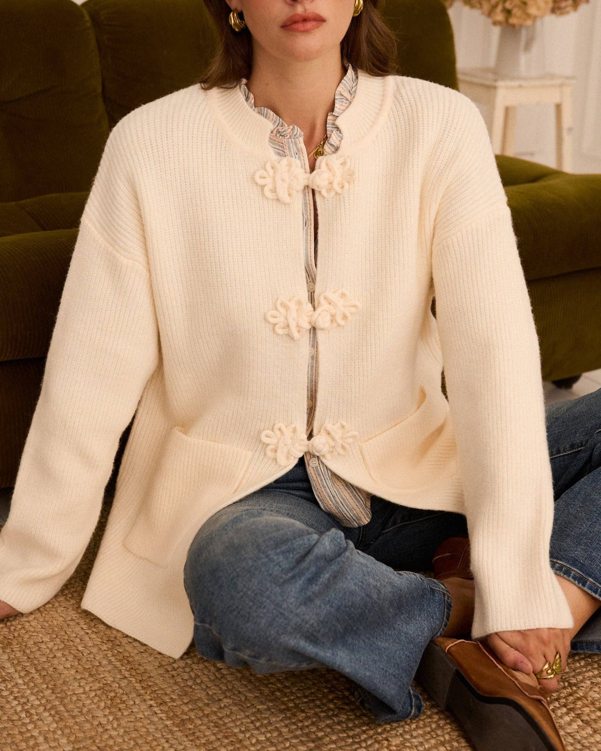 Cardigan Chaqueta Botón Oriental