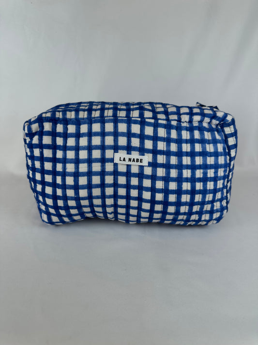 Neceser Cuadros Vichy Azul y Blanco Grande