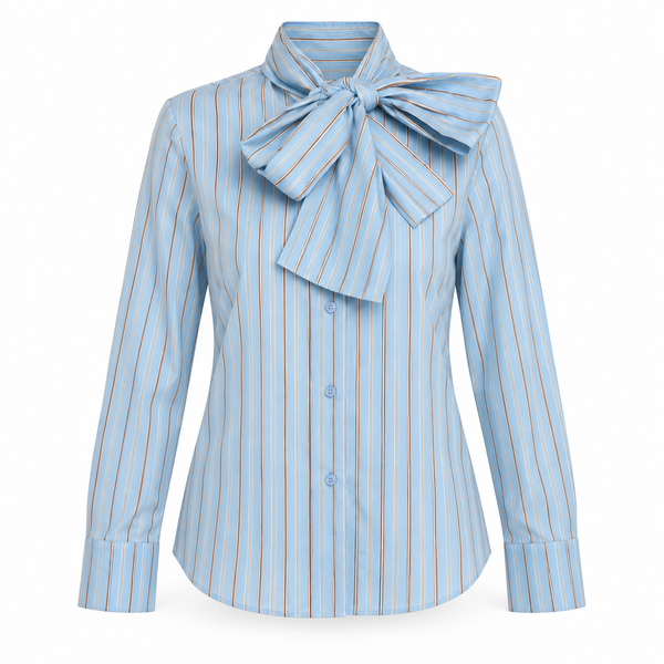 Camisa Rayas Azul con Beige — foto de estudio fondo blanco