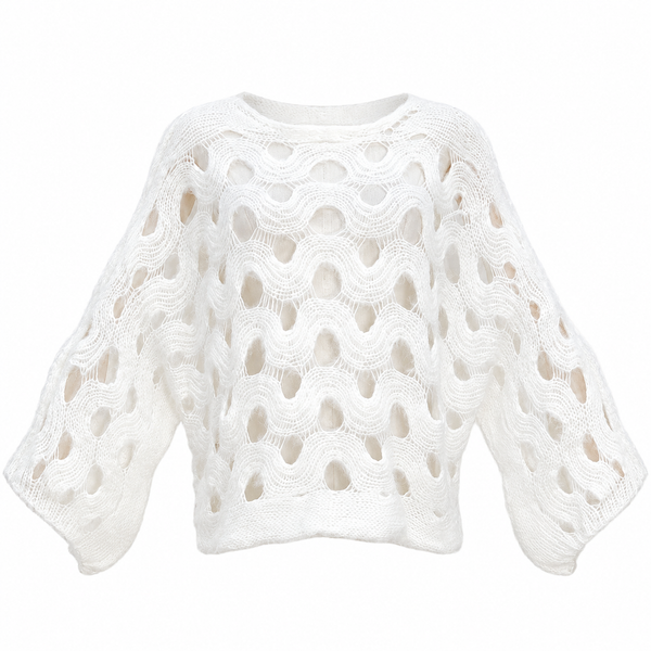 Jersey de punto calado blanco — foto de estudio fondo blanco