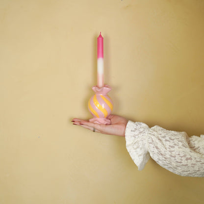 Portavelas Candelabro Caramelo Amarillo Rosa