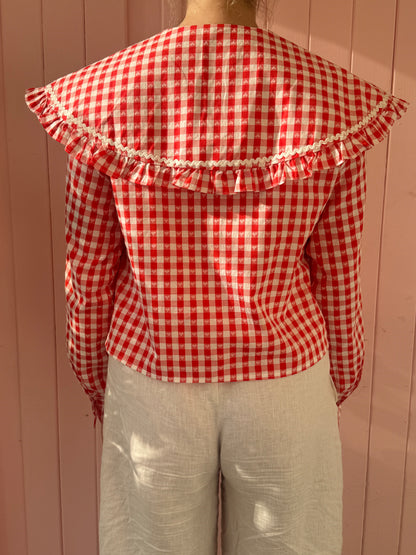 Blusa a Cuello Bebé Vichy Rojo