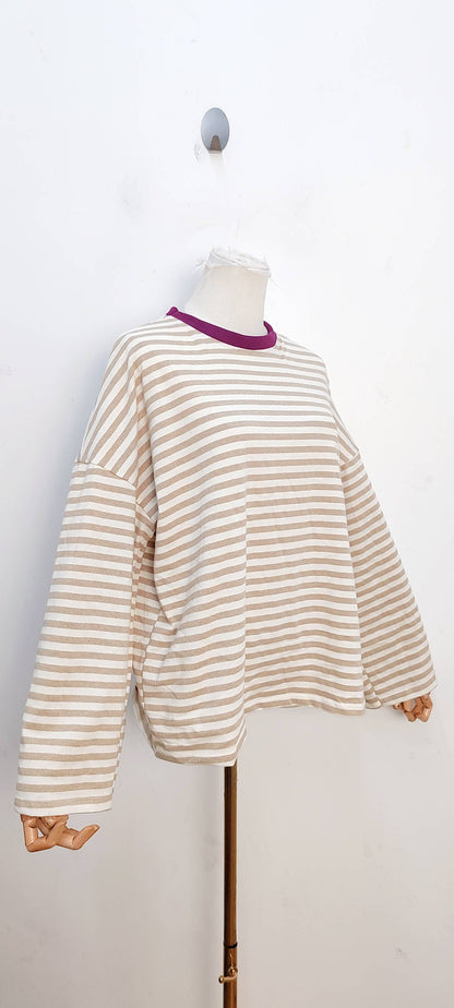 Camiseta de manga larga burdeos y violeta