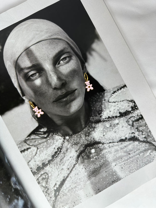 Mini Pendientes Oso Osito Rosa