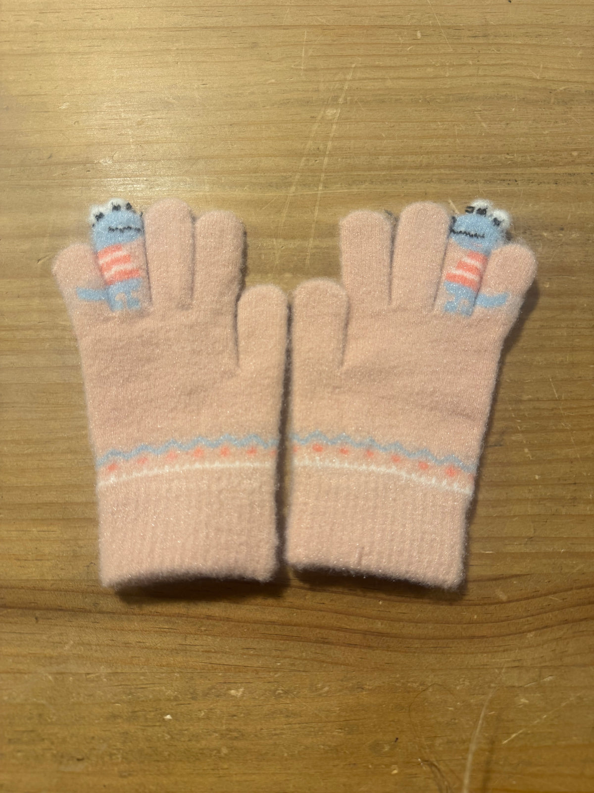 Kids' Dinosaur Pink Finger Gloves