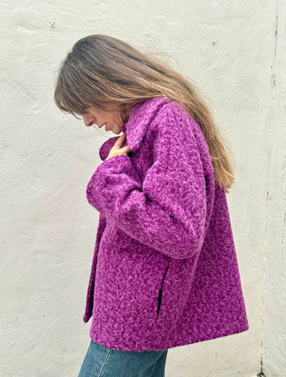 Chaqueta Chaquetón Abrigo Corto Liso Morado