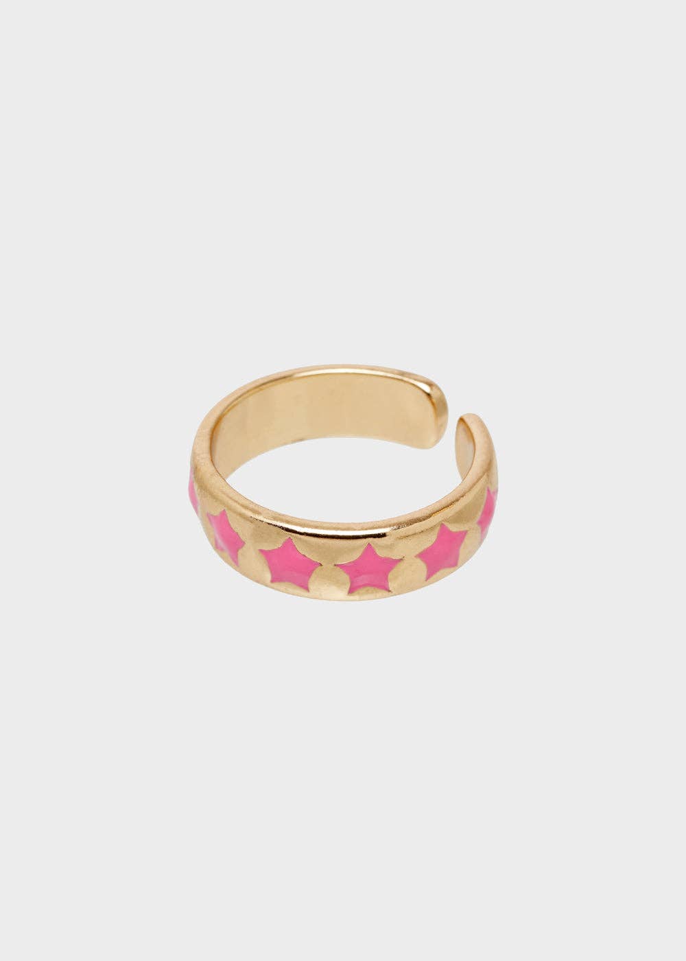 Anillo Ajustable Estrellas Esmaltado Rosa