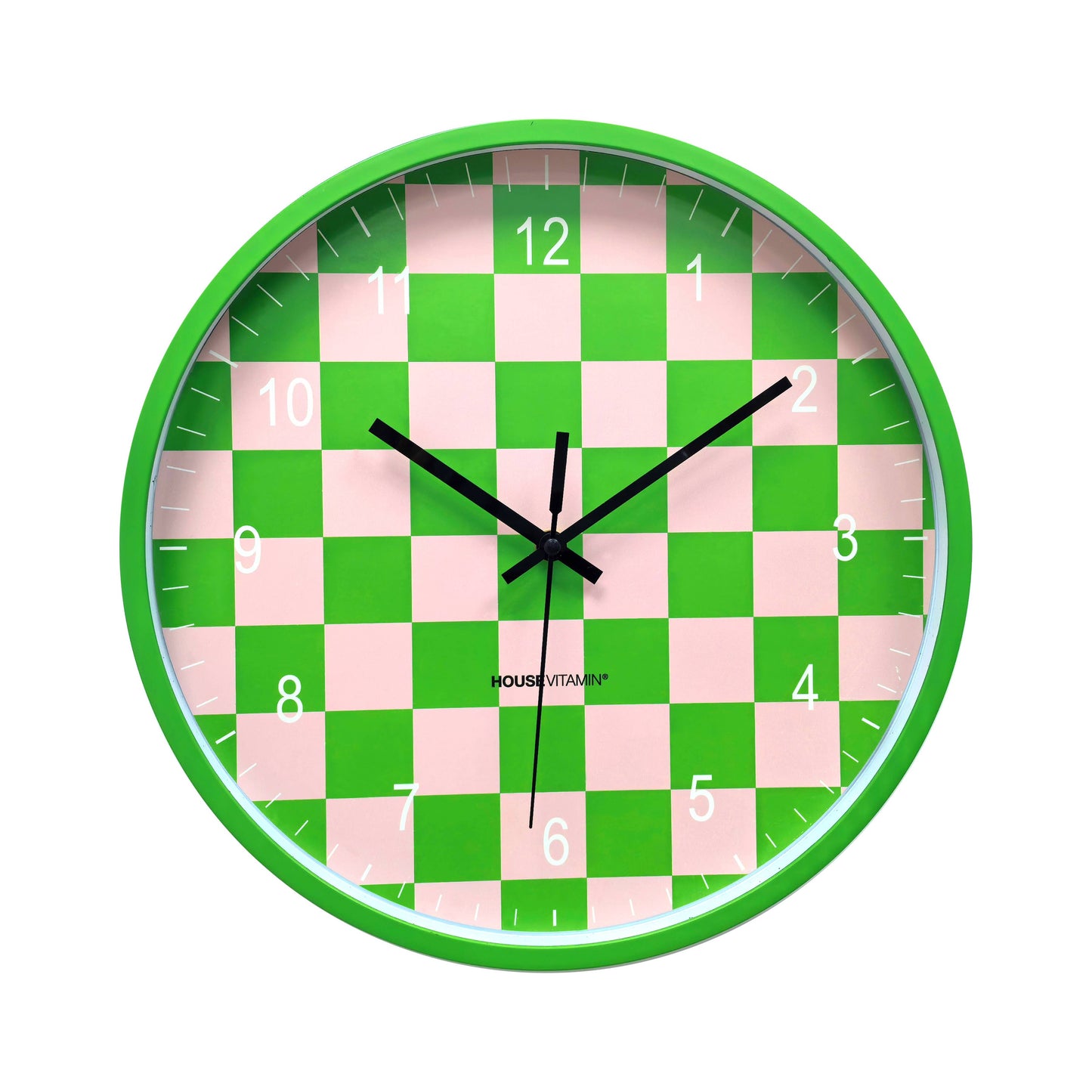 Reloj - Reloj de Pared - Patrón de Bloques - Verde/Rosa - 34x4x34cm