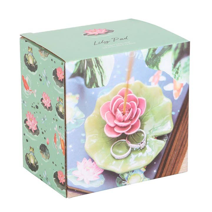 Portainciensos Flor Nenúfar Rosa y Verde
