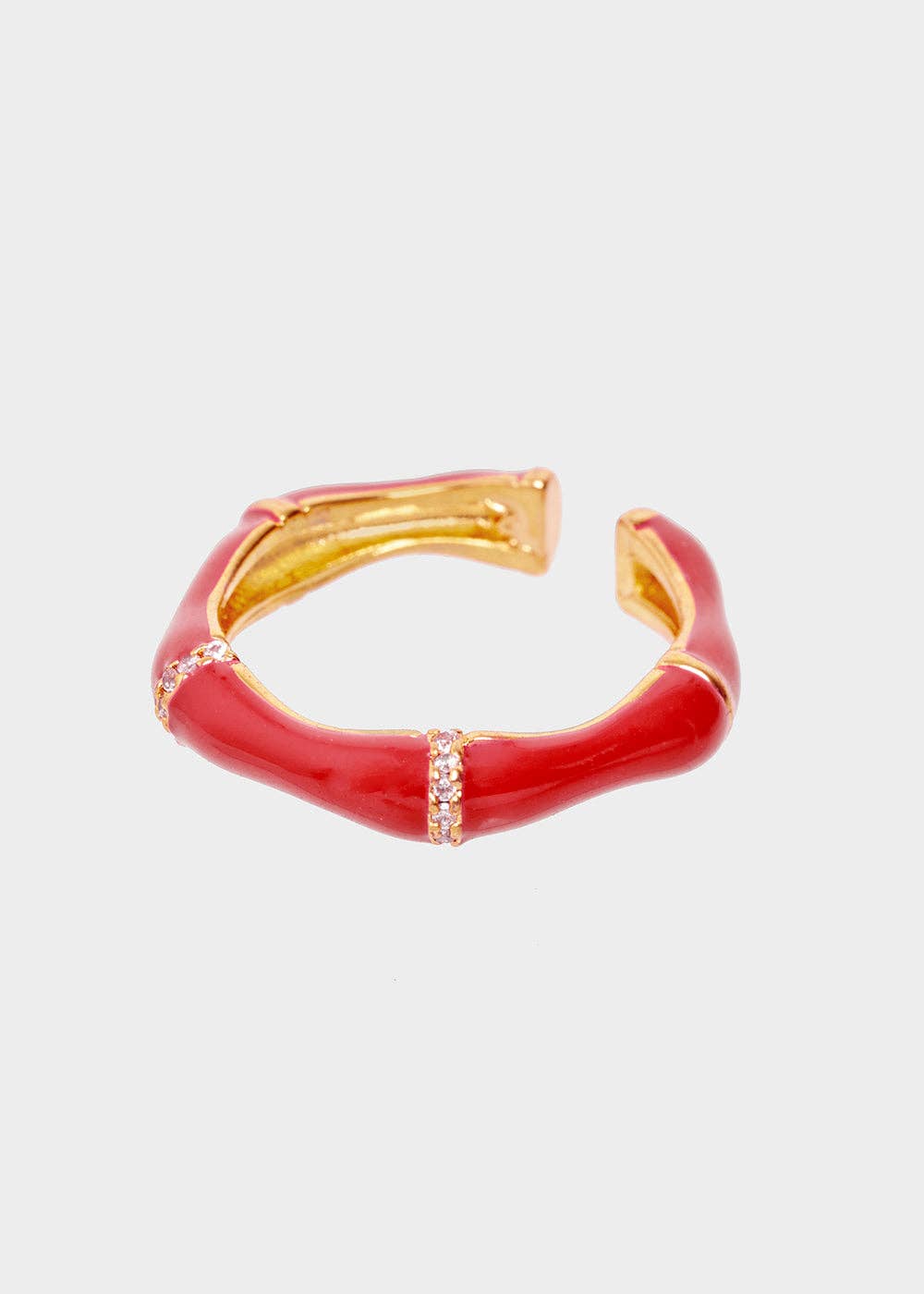 Anillo Ajustable Rojo Esmalte con Cristales