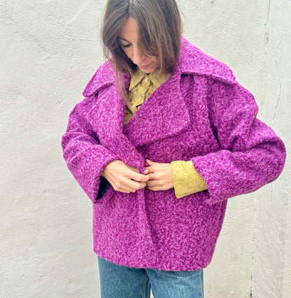 Chaqueta Chaquetón Abrigo Corto Liso Morado