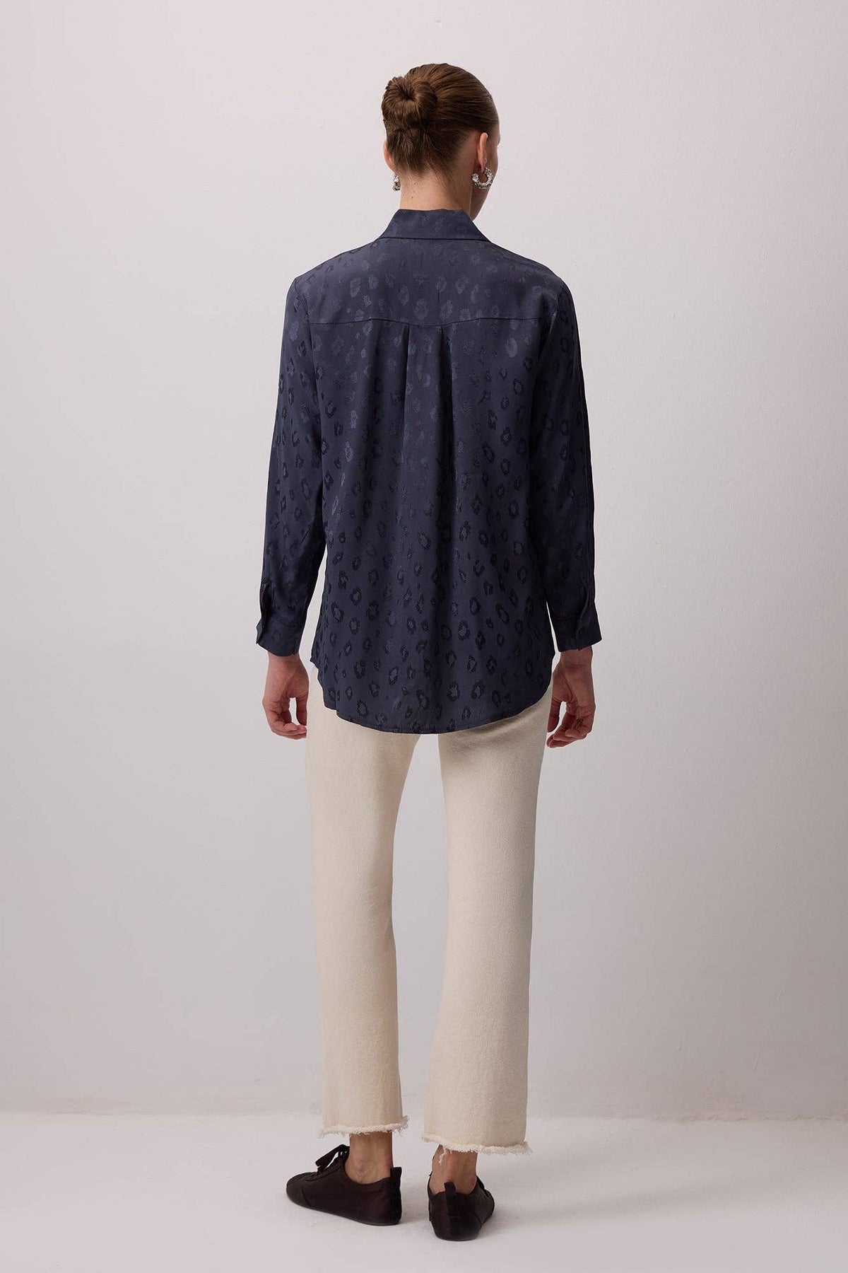 Camisa Jacquard con Estampado de Leopardo