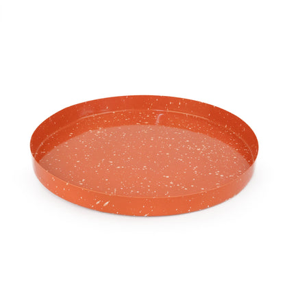 Bandeja Redonda Naranja Moteado Pintada a Mano